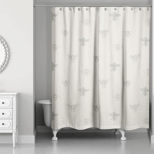 Delicate Bee Fabric Shower Curtain